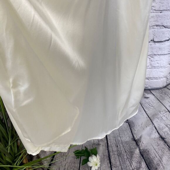 Silk Maison Washable Silk Plunging V-Neck High Slit Maxi MIDI Dress Cream XS New - Picture 10 of 15